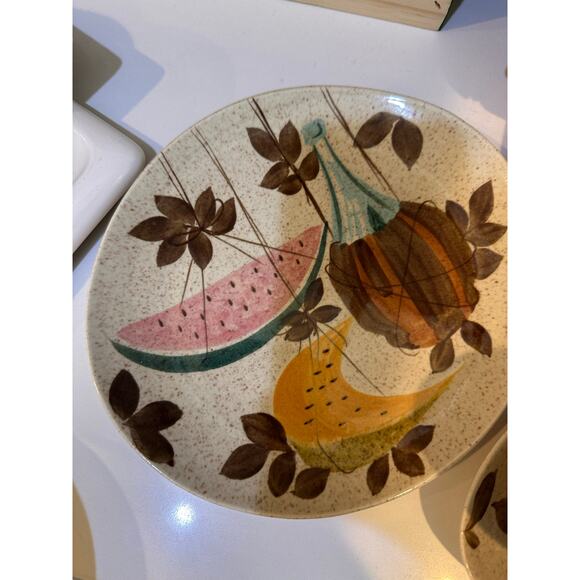 Vintage Red Wing Pottery Tampico Hand Painted Gravy Boat Underplate set - Picture 8 of 8